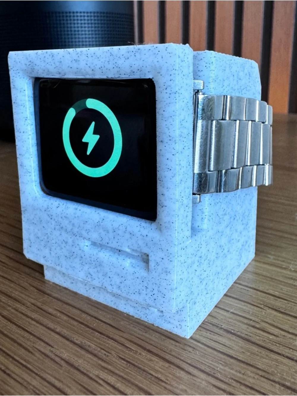 Retro Macintosh Apple Watch Charging Stand Dock Speckled Gray
